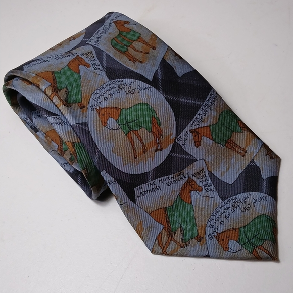 Vintage Other - Men's Novelty Silk Tie with Horse Print by Brentwood